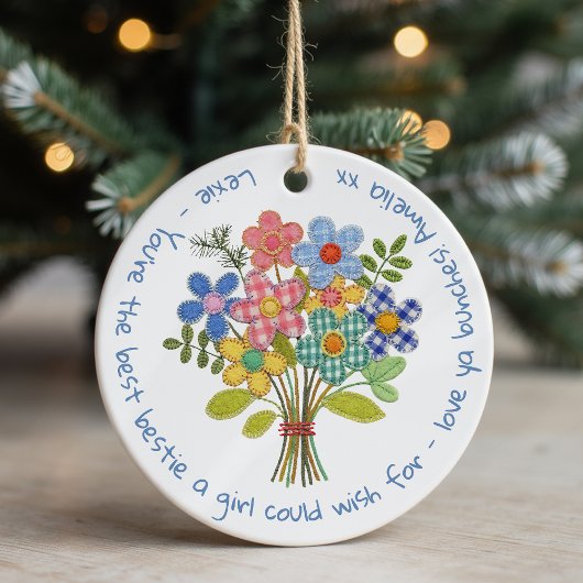 Personalisierte Bestie Patchwork Blume Geschenk Keramik Ornament