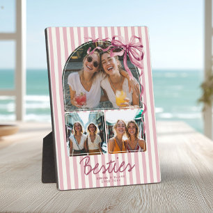 Personalisierte Besties 3-Foto-Collage Blush Rosa Fotoplatte