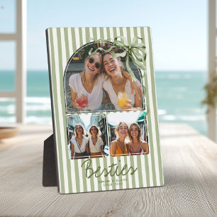 Personalisierte Besties 3-Foto-Collage Sagegrün Fotoplatte