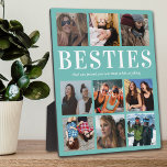 Personalisierte Besties-Gabe | Bester Freund Fotoplatte<br><div class="desc">Personalisierte Freundschafts-Foto-Plakette mit einem stilvollen aquamarinen Hintergrund,  der in jede Farbe verändert werden kann,  9 Bilder von Ihnen und Ihre bestie,  und ein niedlich bester Freund-Zitat.</div>