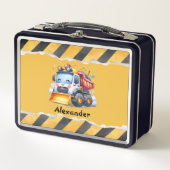 Personalisierte Bezeichnung Baufahrzeuge Baby Boy Metall Brotdose (Vorderseite)