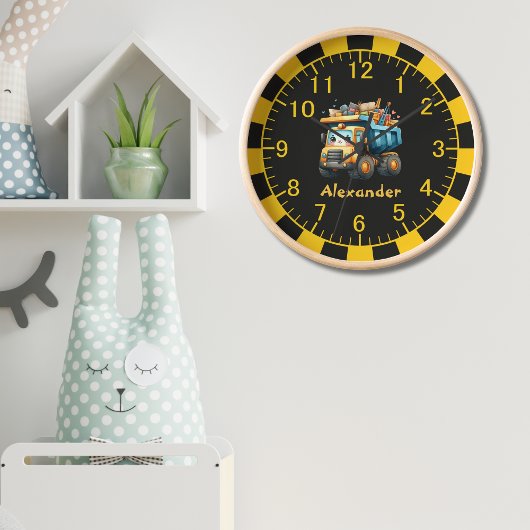 Personalisierte Bezeichnung Baufahrzeuge Baby Boy Uhr