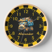 Personalisierte Bezeichnung Baufahrzeuge Baby Boy Uhr (Vorderseite)