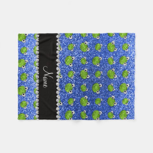 Personalisierte Bezeichnung Blaufrosche Glitzer Fleecedecke (Vorderseite (Horizontal))