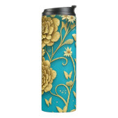 Personalisierte Bezeichnung für aquamarine und Gol Thermosbecher (Nach links gedreht)