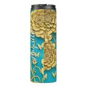 Personalisierte Bezeichnung für aquamarine und Gol Thermosbecher (Rückseite)