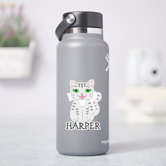 Personalisierte Bezeichnung für die Katze Aufkleber (HydroFlask)