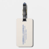 Personalisierte Bezeichnung für Elfenbein und Blau Gepäckanhänger (Rückseite vertikal)