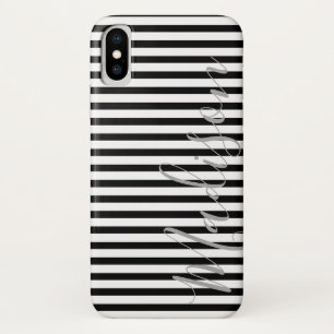 Personalisierte Bezeichnung für Schwarzweiß-Streif Case-Mate iPhone Hülle