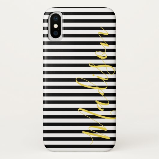 Personalisierte Bezeichnung für Schwarzweiß-Streif Case-Mate iPhone Hülle (Rückseite)