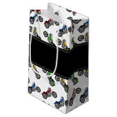 Personalisierte Bezeichnung für weiße Krafträder Kleine Geschenktüte (Rückseite Schrägansicht)