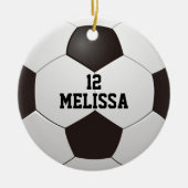 Personalisierte Bezeichnung Fußball-Ball Keramik Ornament (Vorne)