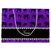 Personalisierte Bezeichnung Indigo lila Glitzer El Große Geschenktüte (Rückseite)