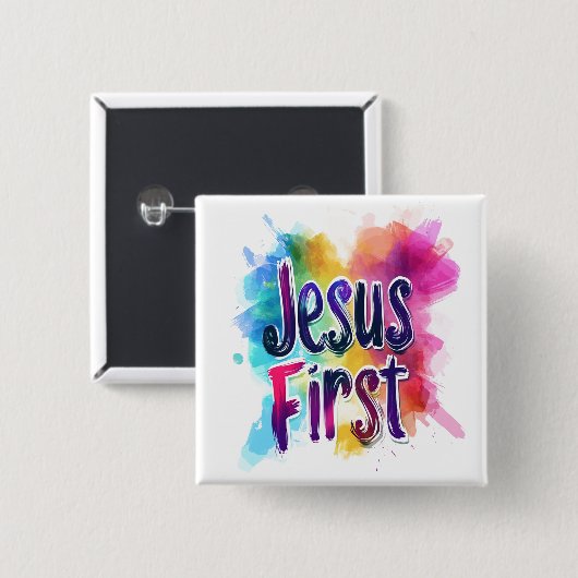 Personalisierte Bezeichnung "Jesus First" Button (Vorne & Hinten)