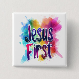 Personalisierte Bezeichnung "Jesus First" Button