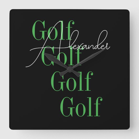 Personalisierte Bezeichnung Moderne Typografie Quadratische Wanduhr (Vorderseite)