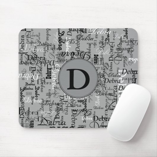 Personalisierte Bezeichnung Monogramm schwarz-weiß Mousepad (Mit Mouse)