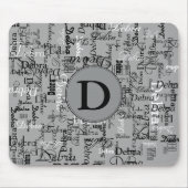 Personalisierte Bezeichnung Monogramm schwarz-weiß Mousepad (Vorne)