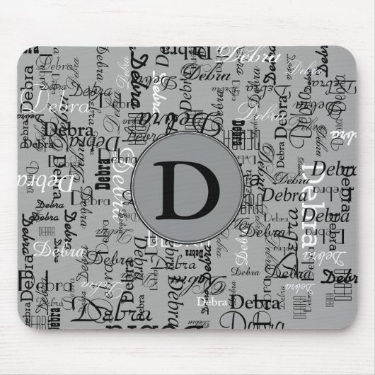 Personalisierte Bezeichnung Monogramm schwarz-weiß Mousepad (Vorne)