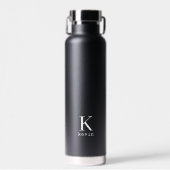 Personalisierte Bezeichnung Monogramm schwarz-weiß Trinkflasche (Vorne)