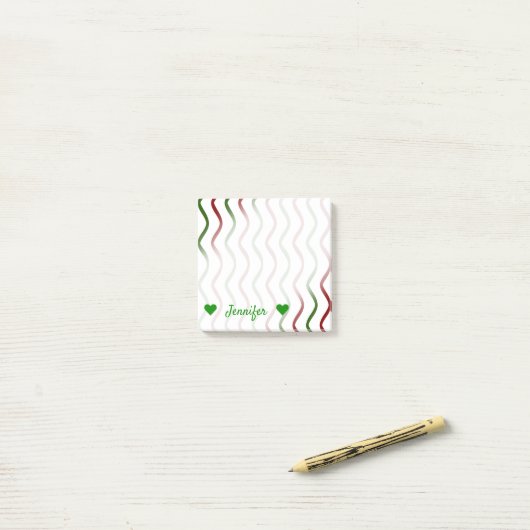 Personalisierte Bezeichnung + Muster für rote und Post-it Klebezettel (Auf Schreibtisch)