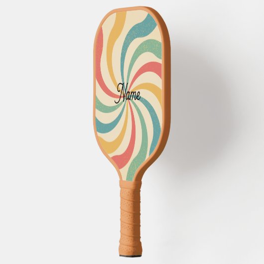 Personalisierte Bezeichnung Retro Streifen Typogra Pickleball Schläger (Links)