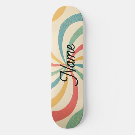 Personalisierte Bezeichnung Retro Streifen Typogra Skateboard (Vorderseite)