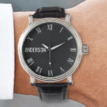 Personalisierte Bezeichnung römische Nummer Armbanduhr<br><div class="desc">Erstellen Sie Ihre eigene personalisierte Armbanduhr mit Ihrem individuelle Name oder Ihren Initialen. Fügen Sie Ihre Initialen oder benutzerdefinierten Text, um etwas wirklich Einzigartiges zu erstellen. Um diese Designvorlage zu bearbeiten, bearbeiten Sie einfach die Textfelder wie oben gezeigt. Sie können sogar mehr Text oder Bilder hinzufügen, Schriftart und Farben anpassen....</div>