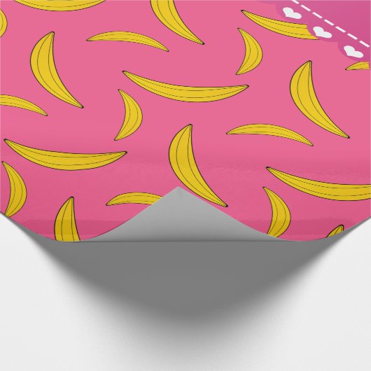 Personalisierte Bezeichnung Rosa Bananen Geschenkpapier (Ecke)