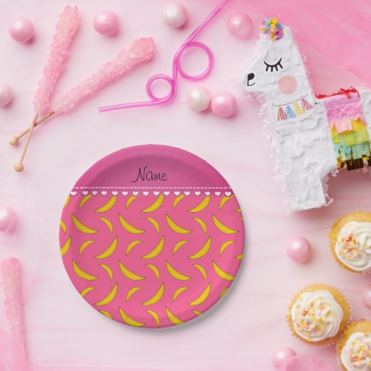 Personalisierte Bezeichnung Rosa Bananen Pappteller (Party)