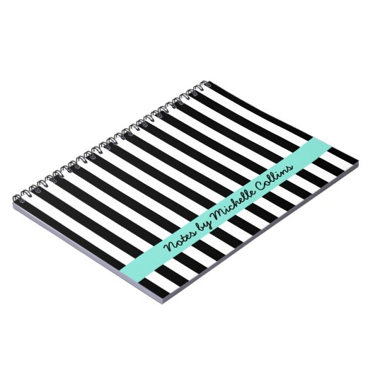 personalisierte Bezeichnung Schwarz-Weiß-Streifen Notizblock (Linke Seite)