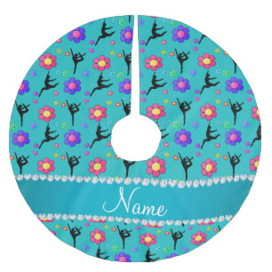 Personalisierte Bezeichnung Türkis Gymnastik Blume Polyester Weihnachtsbaumdecke
