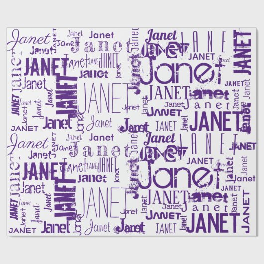 Personalisierte Bezeichnung Typografie Lila Geschenkpapier (Flach)