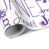 Personalisierte Bezeichnung Typografie Lila Geschenkpapier (Rolleneckpunkt)