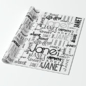 Personalisierte Bezeichnung Typografie Schwarz-Gra Geschenkpapier (Ungerollt)
