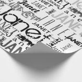 Personalisierte Bezeichnung Typografie Schwarz-Gra Geschenkpapier (Ecke)
