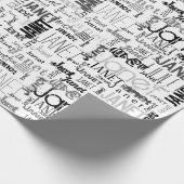 Personalisierte Bezeichnung Typografie Schwarz-Gra Geschenkpapier (Ecke)