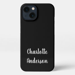 Personalisierte Bezeichnung Typografie Schwarz/Wei iPhone 13 Hülle