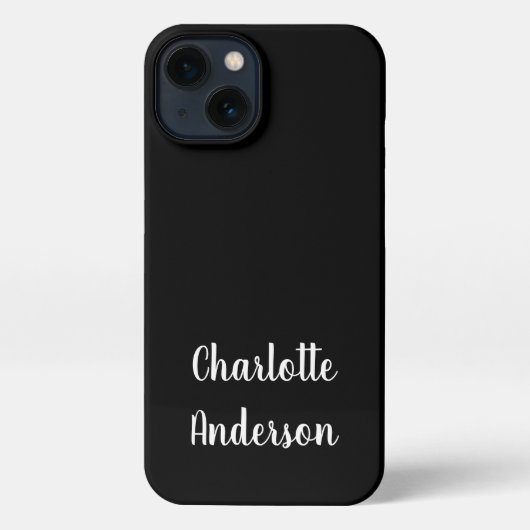 Personalisierte Bezeichnung Typografie Schwarz/Wei iPhone Hülle (Rückseite)