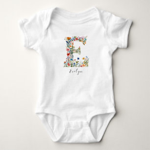 Personalisierte Bezeichnung und florale Monogramm Baby Strampler
