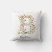 Personalisierte Bezeichnung und florale Monogramm Kissen (Vorderseite)