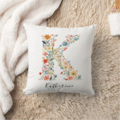Personalisierte Bezeichnung und florale Monogramm  Kissen (Decke)