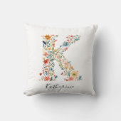 Personalisierte Bezeichnung und florale Monogramm  Kissen (Vorderseite)
