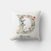 Personalisierte Bezeichnung und florale Monogramm  Kissen (Vorderseite)