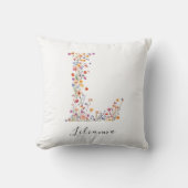 Personalisierte Bezeichnung und florale Monogramm  Kissen (Vorderseite)