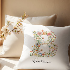Personalisierte Bezeichnung und florale Monogramm  Kissen