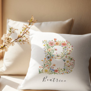 Personalisierte Bezeichnung und florale Monogramm  Kissen