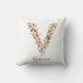 Personalisierte Bezeichnung und florale Monogramm Kissen (Vorderseite)