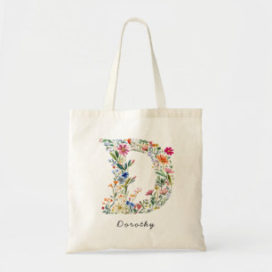 Personalisierte Bezeichnung und florale Monogramm Tragetasche