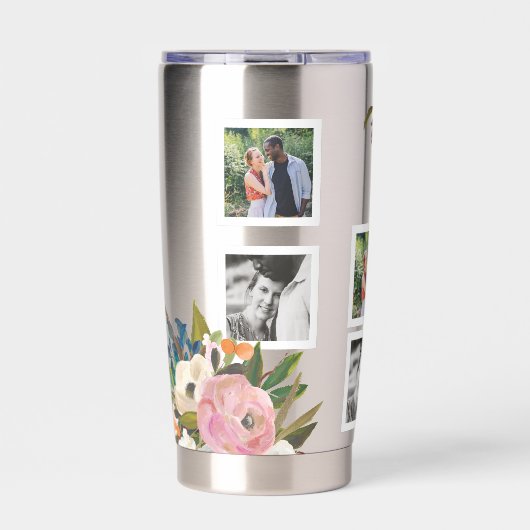 Personalisierte Bezeichnungen für farbige Blumenbi Thermobecher (Vorderseite)